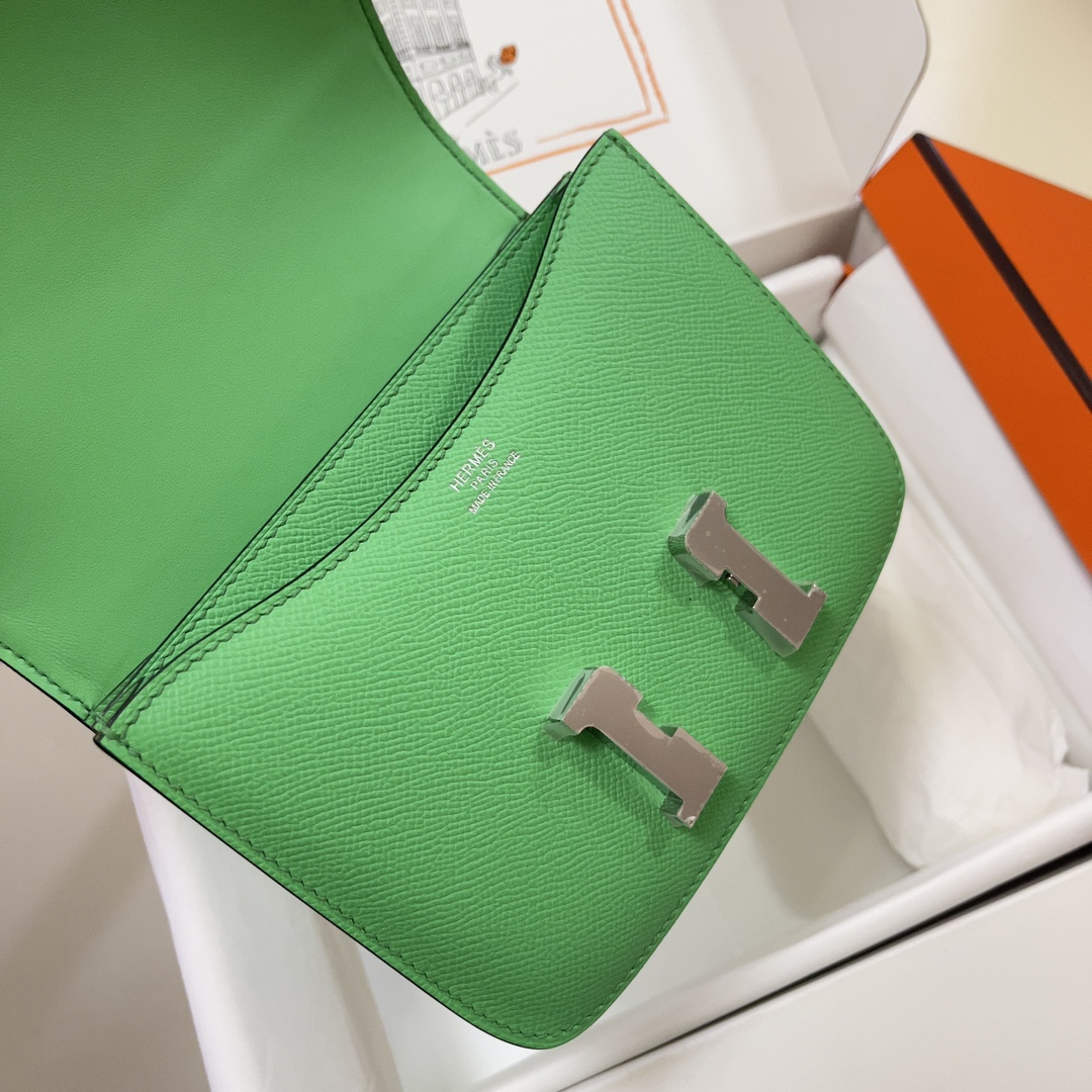 Hermes Constance 18 Mini Shoulder Bag In Green Kiwi Epsom Leather